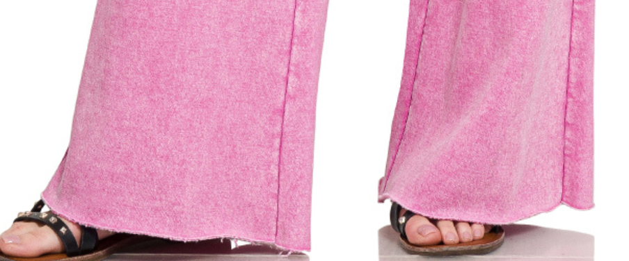Acid Wash Palazzo Pants 30" MAUVE