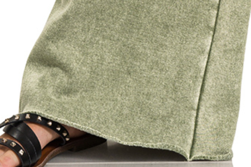 Acid Wash Palazzo Pants 30" OLIVE