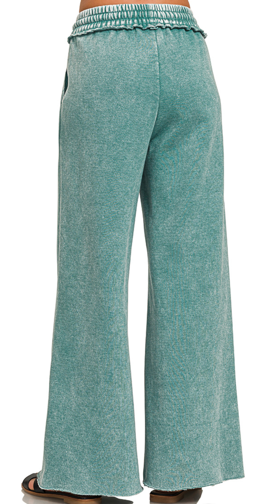 Acid Wash Palazzo Pants 30" TEAL