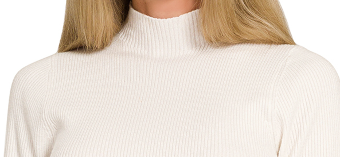 Essential Rib Mock Neck IVORY