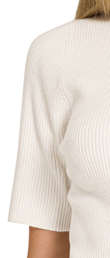 Essential Rib Mock Neck IVORY