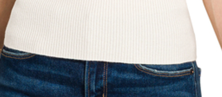 Essential Rib Mock Neck IVORY