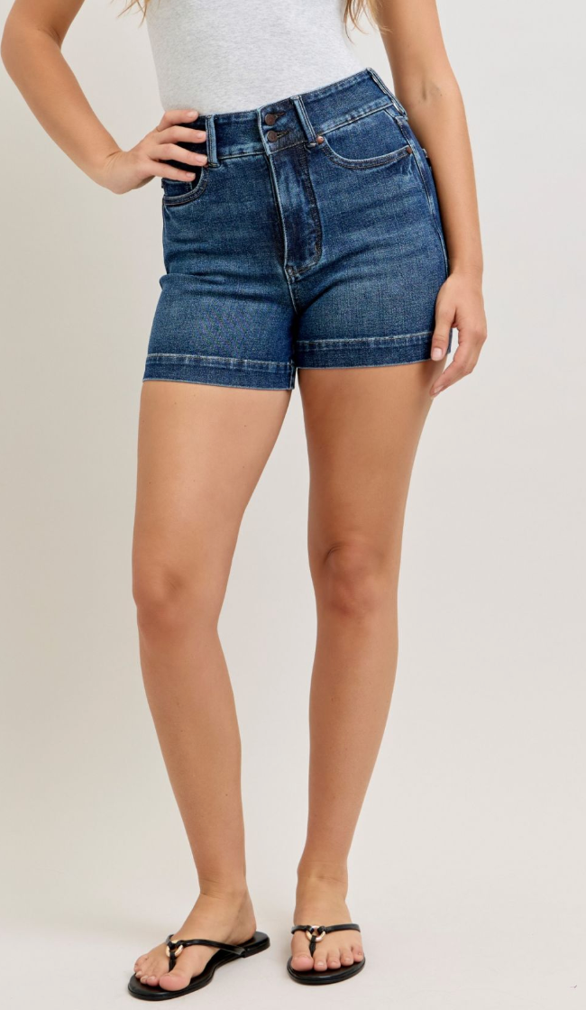 JUDY BLUE Tum Ctrl HR Slim Shorts 3.75"
