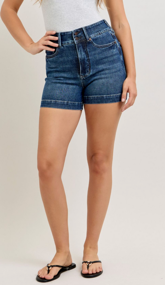 JUDY BLUE Tum Ctrl HR Slim Shorts 3.75"