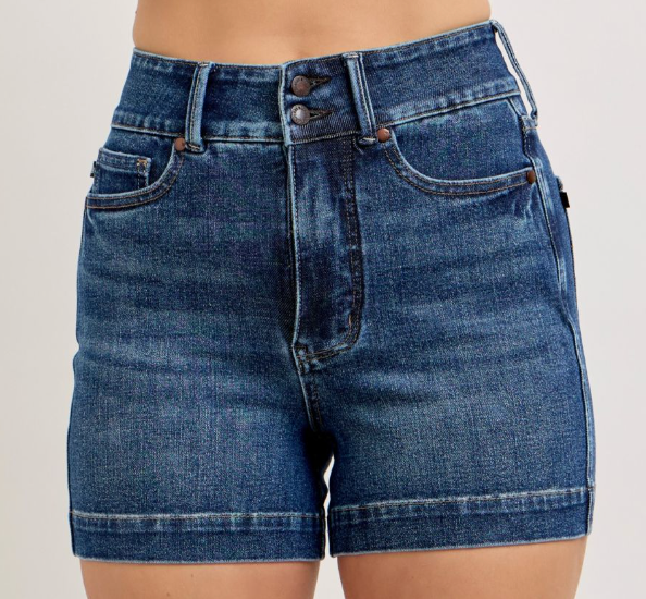 JUDY BLUE Tum Ctrl HR Slim Shorts 3.75"
