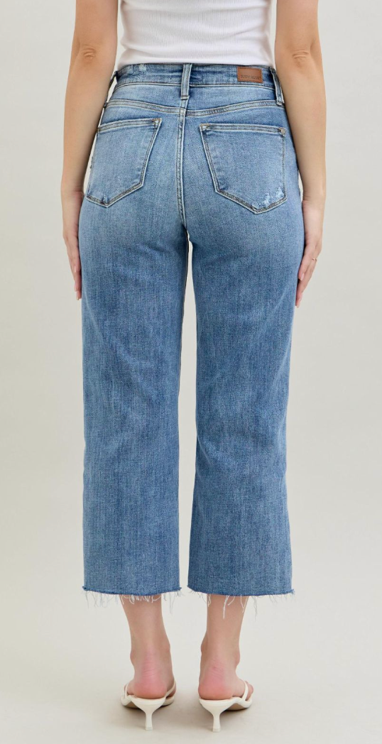 JUDY BLUE HR Destroy Crop Wide Leg 24.5"