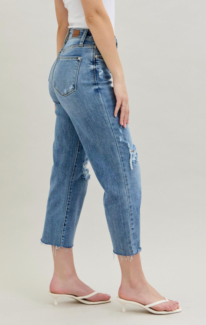 JUDY BLUE HR Destroy Crop Wide Leg 24.5"