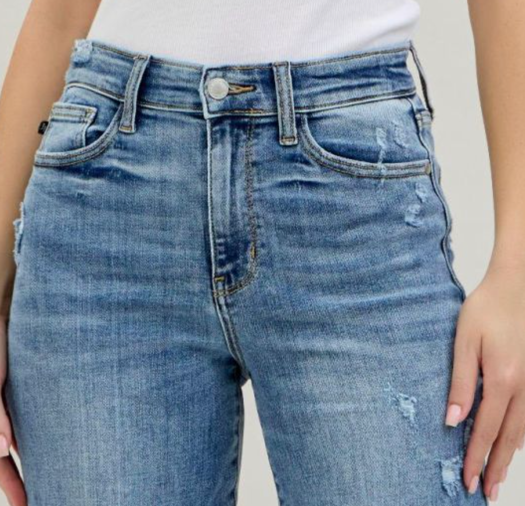 JUDY BLUE HR Destroy Crop Wide Leg 24.5"