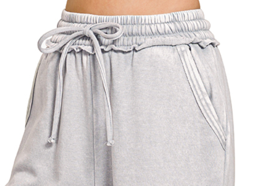 Acid Wash Palazzo Pants 30" GRAY