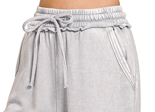 Acid Wash Palazzo Pants 30" GRAY
