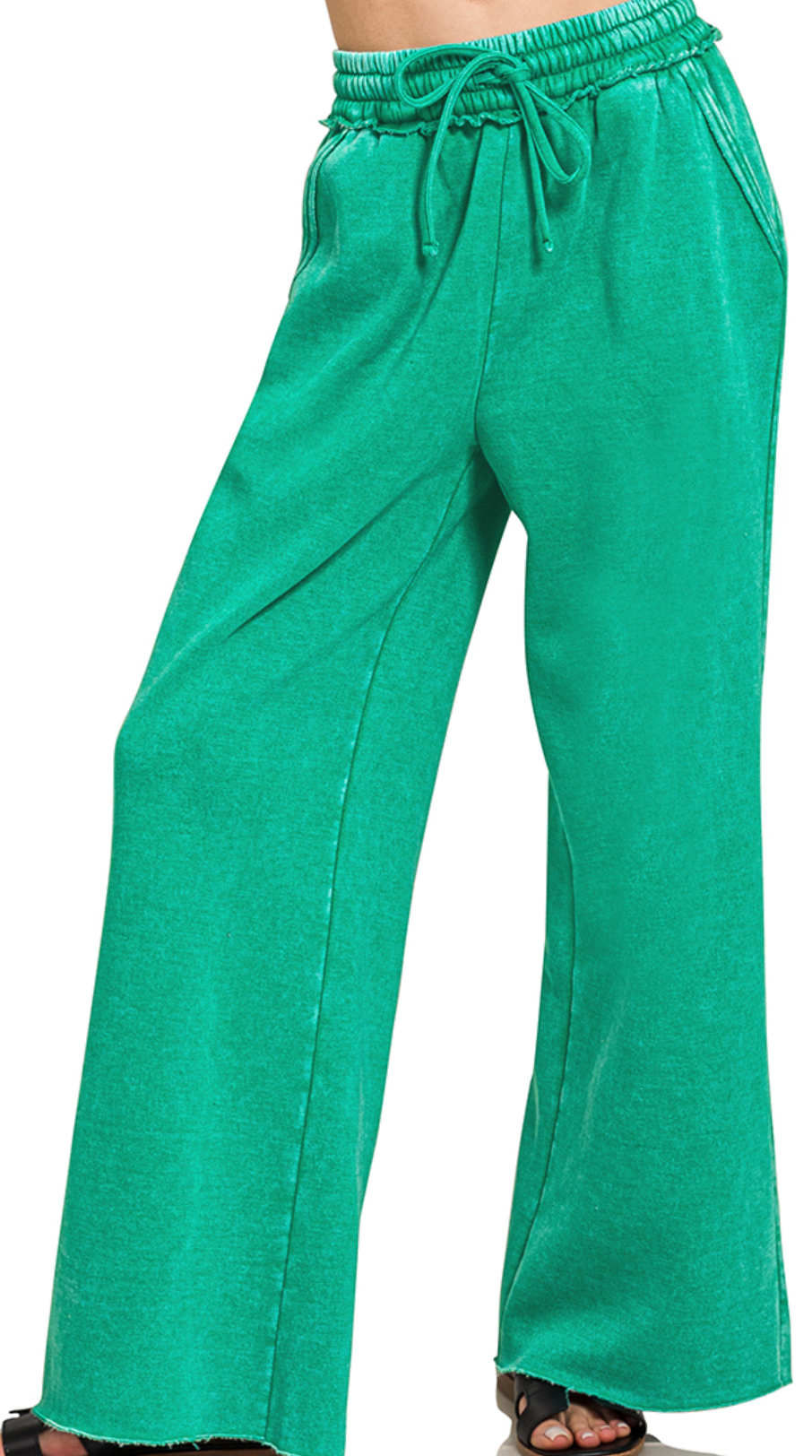 Acid Wash Palazzo Pants 30" KELLY