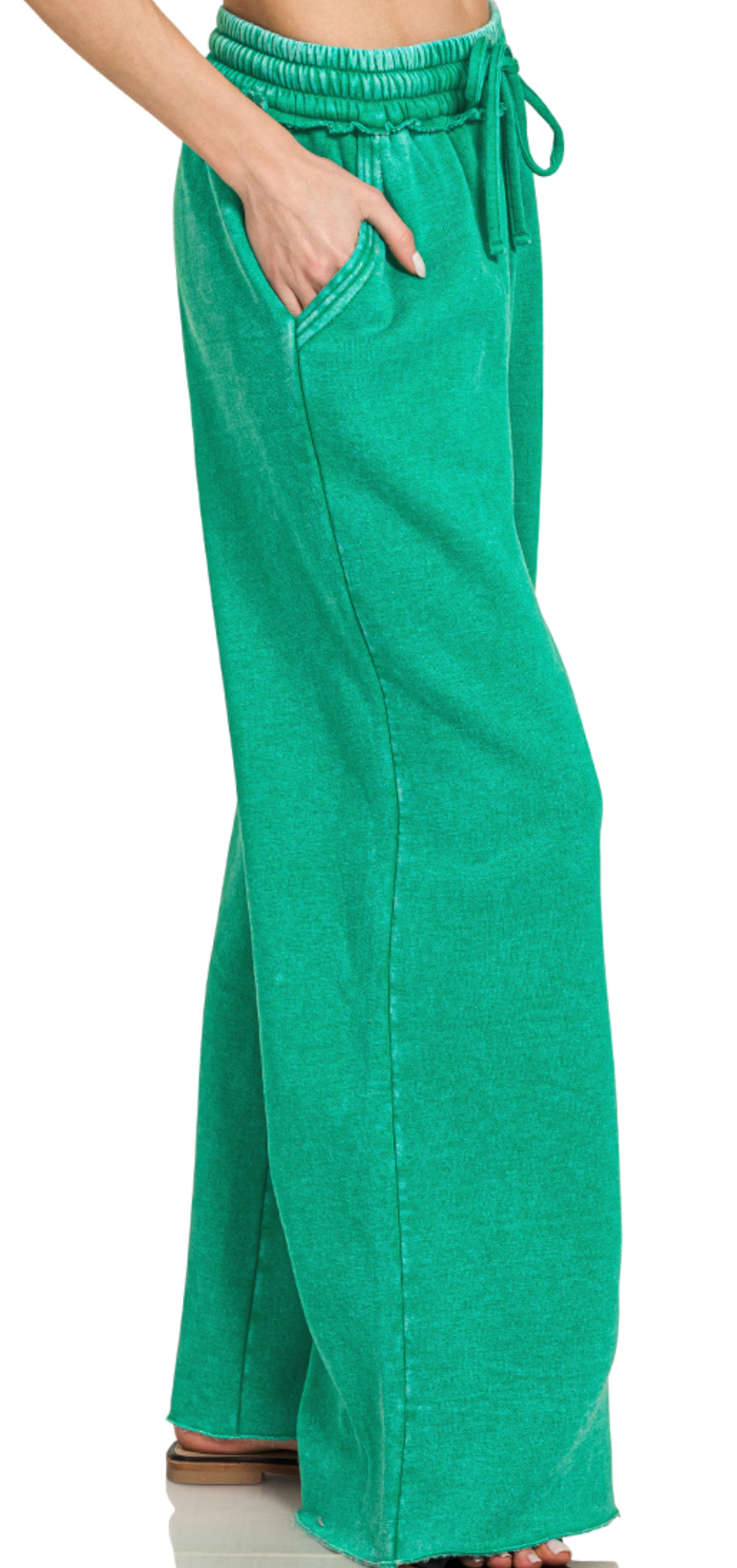 Acid Wash Palazzo Pants 30" KELLY