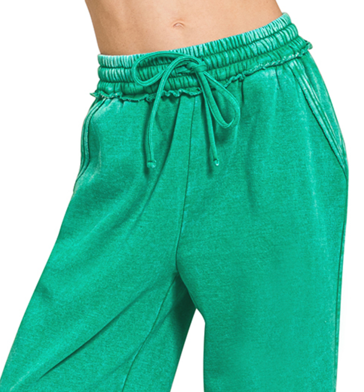 Acid Wash Palazzo Pants 30" KELLY