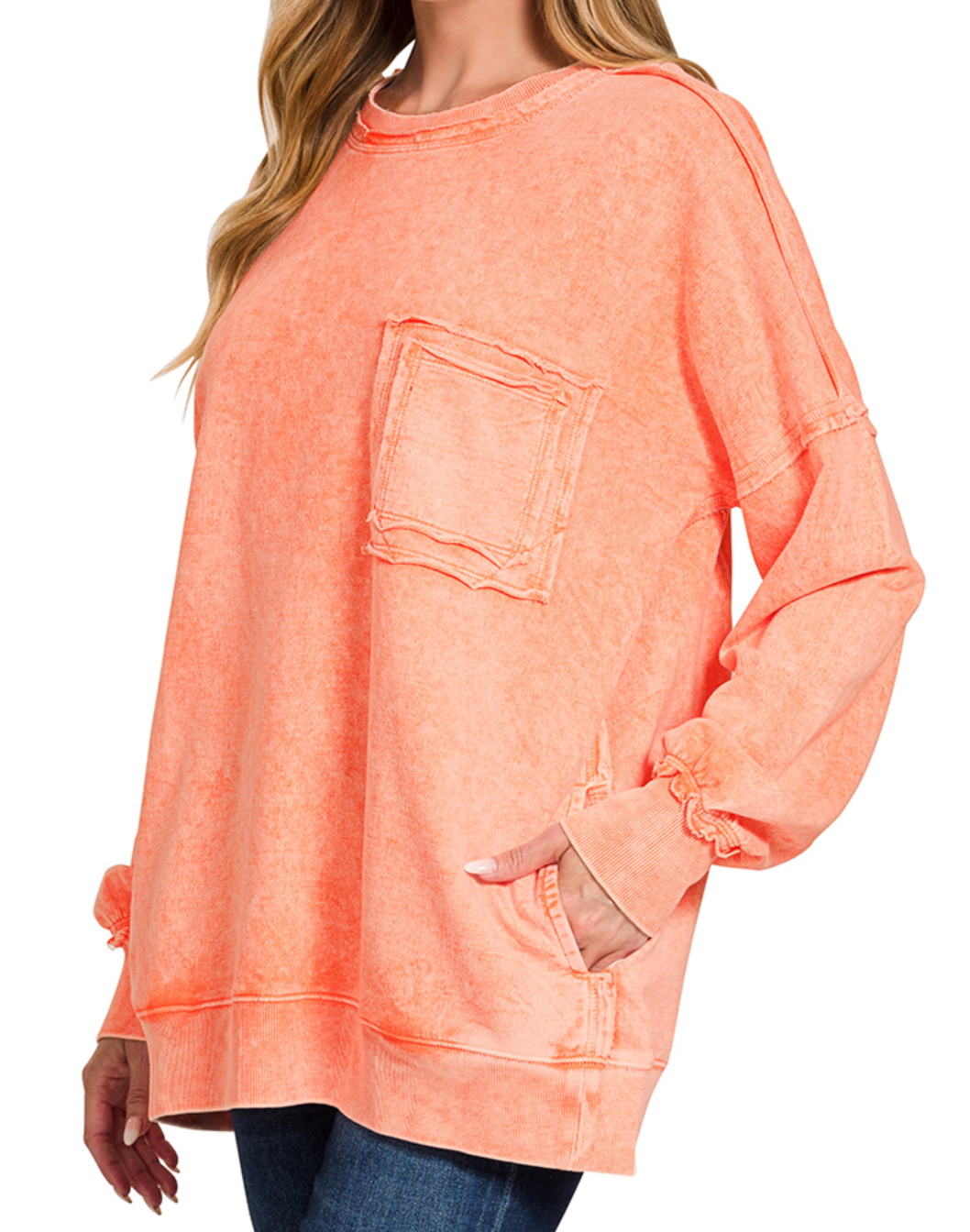 F/Terry Acid Wash Pocket ORANGE