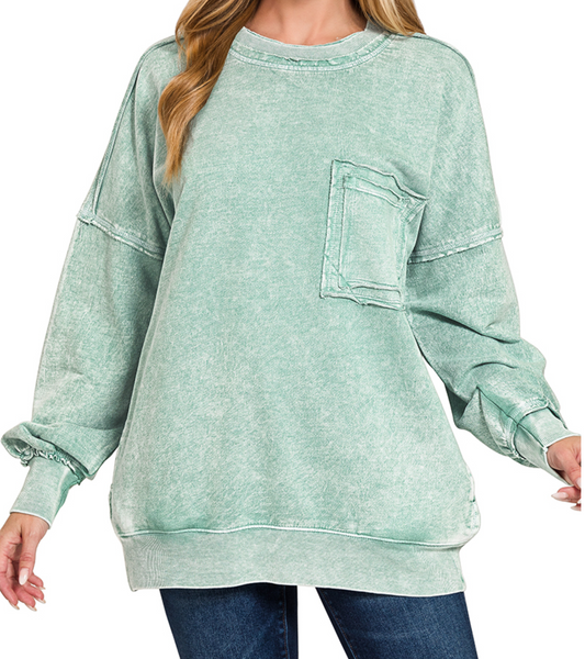 F/Terry Acid Wash Pocket GREEN