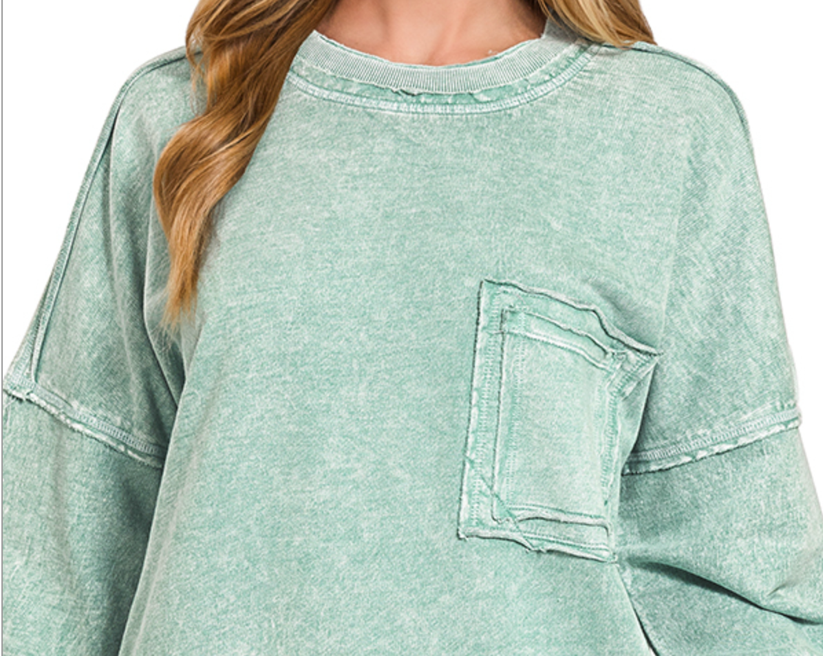 F/Terry Acid Wash Pocket GREEN