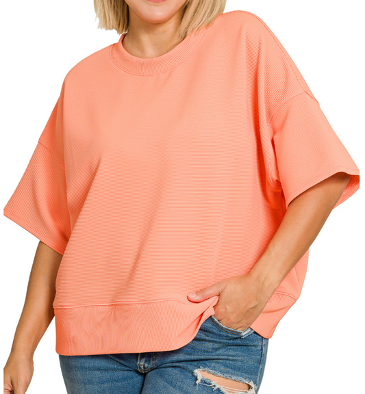 Effortless Ribbed Tee CORAL
