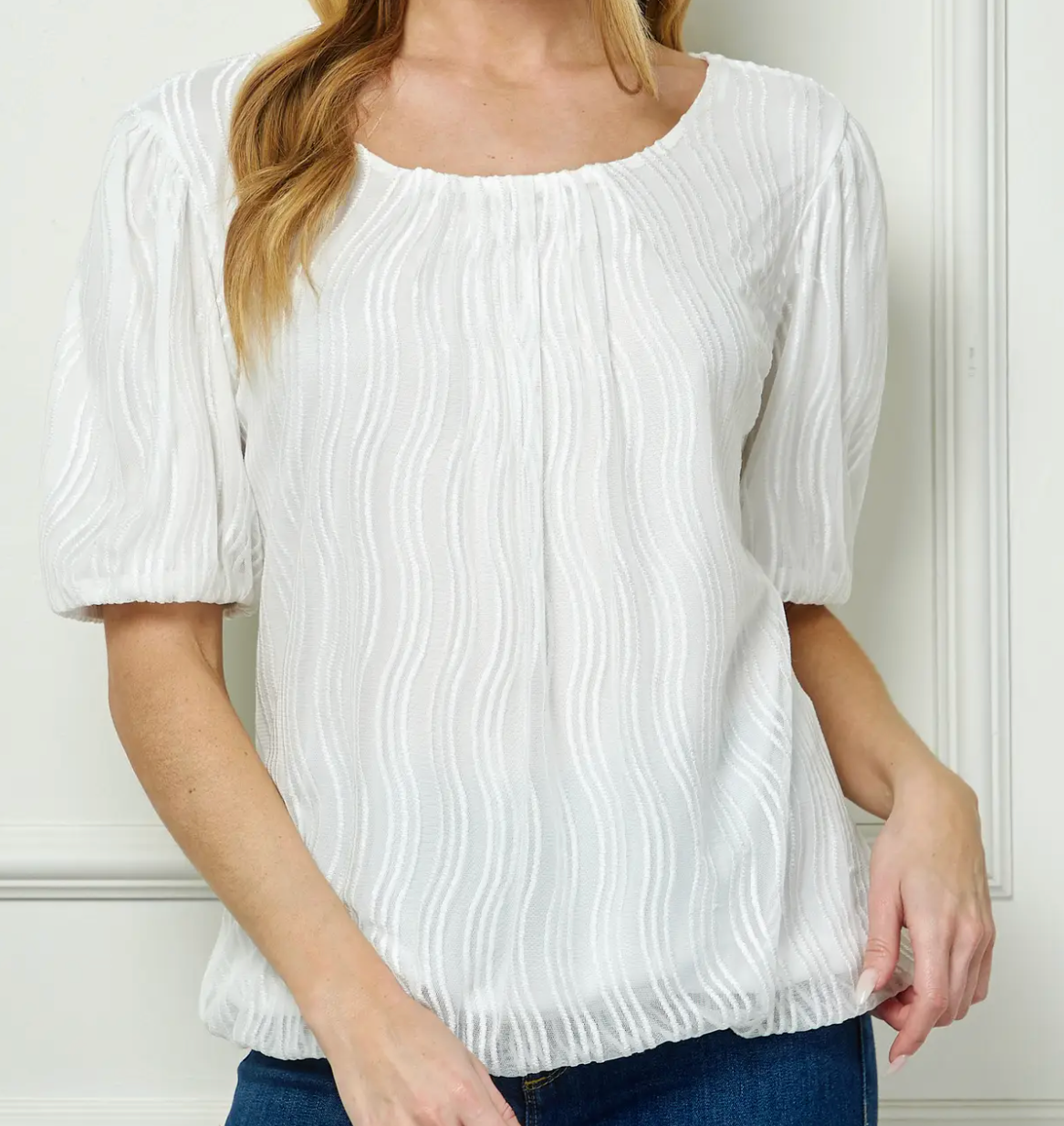 Wave Texture Top WHITE
