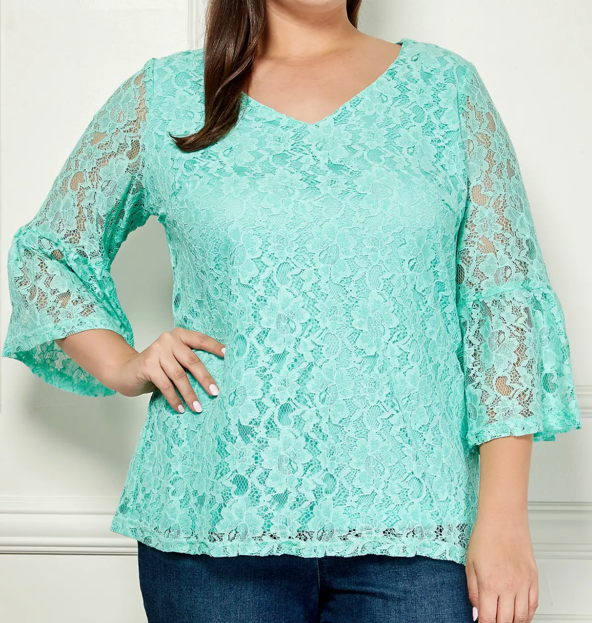 Lace Elegance Top SEAFOAM