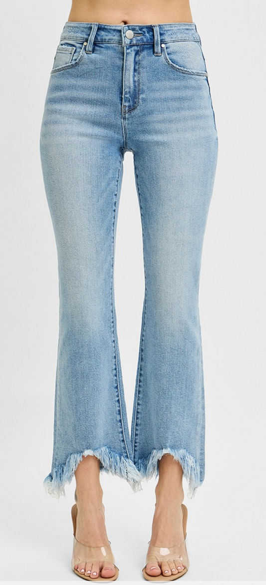 RISEN Bootcut Crop Fray Hem HR 27.5"