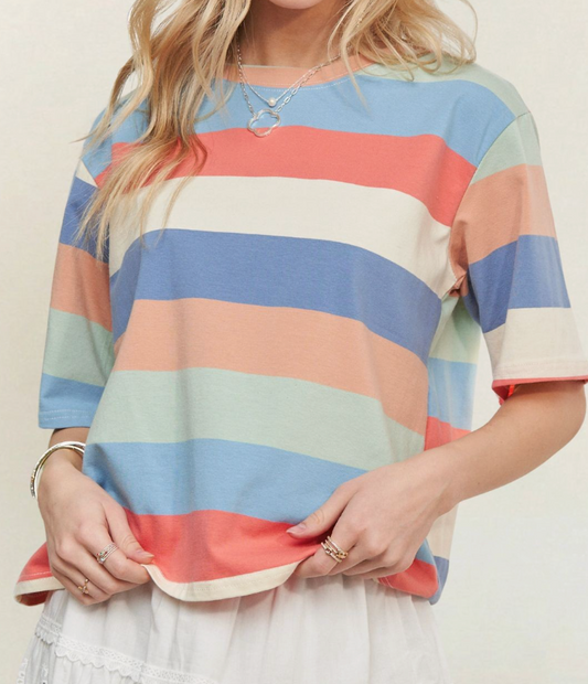 Seaside Stripe Everyday Tee CORAL