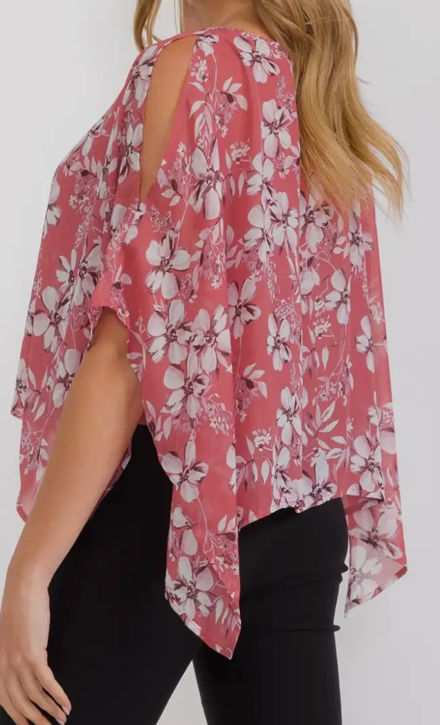 Floral Grace Overlay Blouse MAUVE