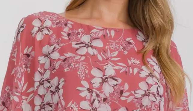 Floral Grace Overlay Blouse MAUVE
