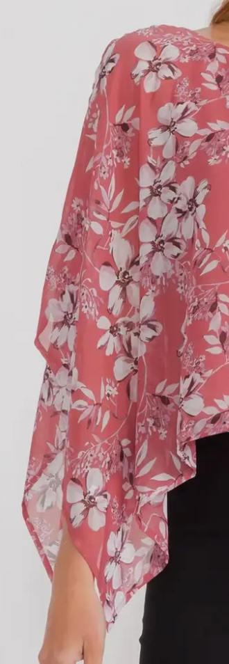 Floral Grace Overlay Blouse MAUVE