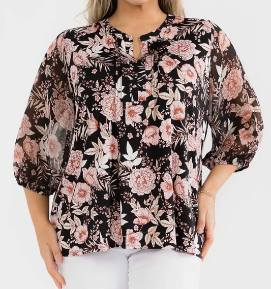 Bloom Pintuck Blouse BLACK