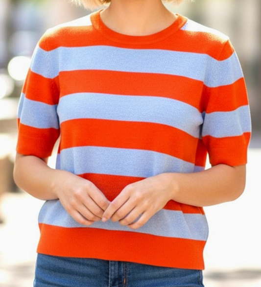 Varsity Rugby Knit Top ORANGE