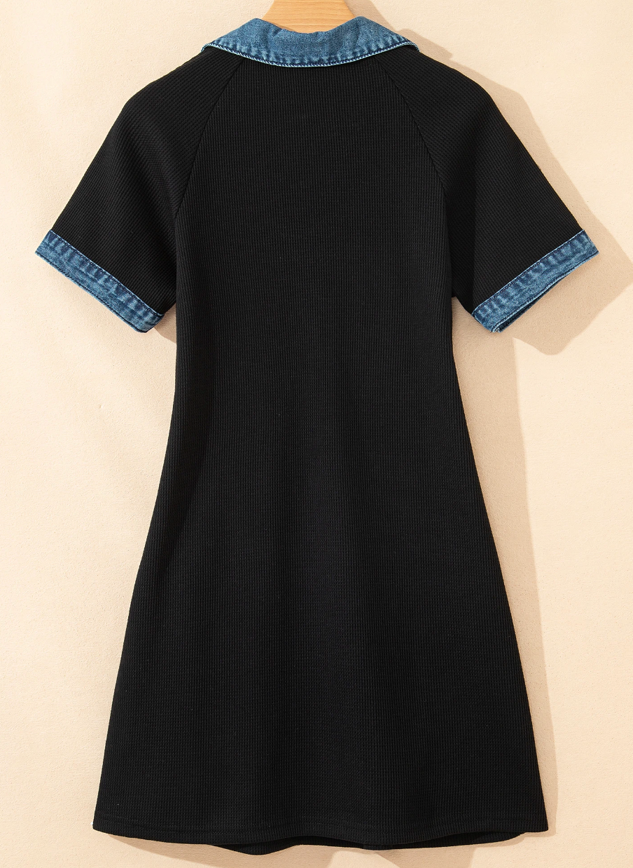 Downtown Denim Trim Tee Dress