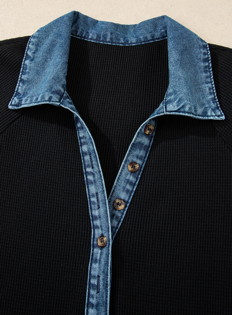 Downtown Denim Trim Tee Dress