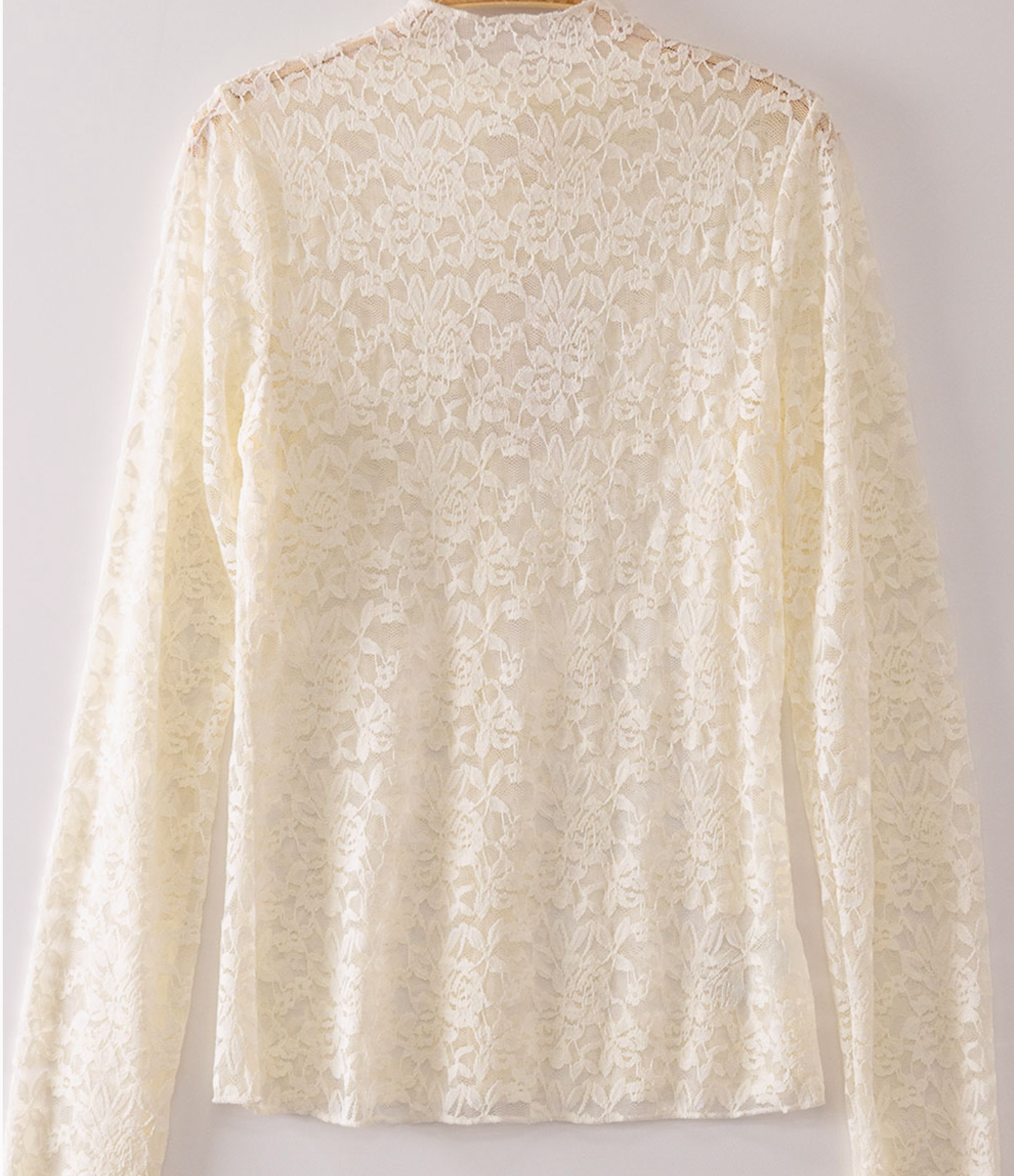 Lace Layering Mock Neck Top IVORY