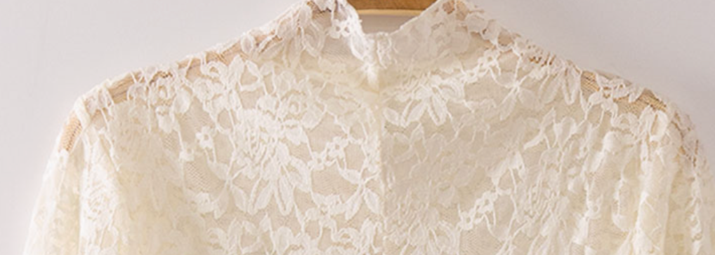 Lace Layering Mock Neck Top IVORY