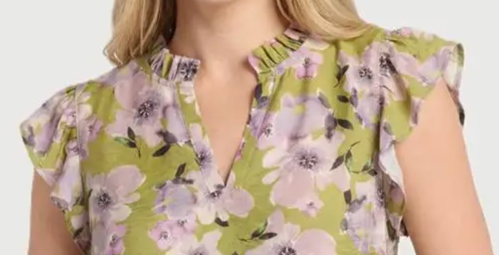 Fresh Bloom Ruffle Top CELERY