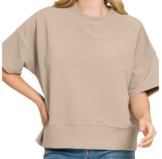 Effortless Ribbed Tee MOCHA