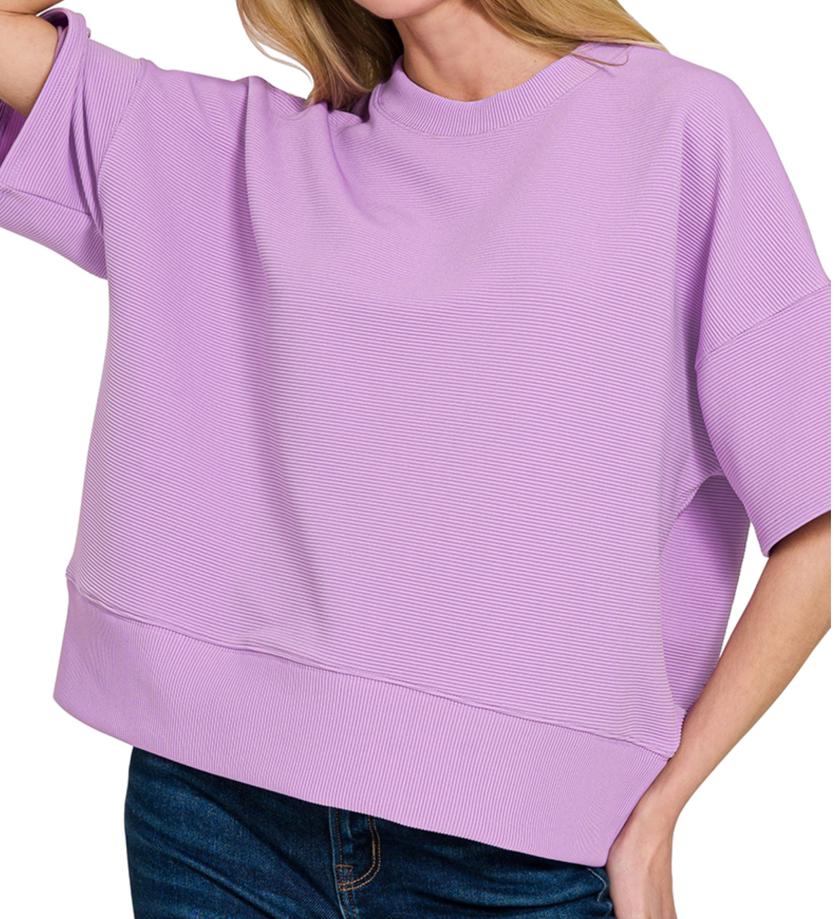 Effortless Ribbed Tee LAVENDER
