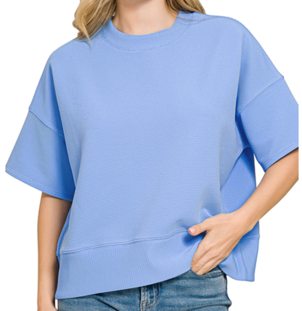 Effortless Ribbed Tee CONEFLOWER