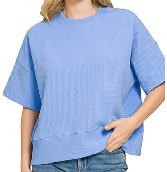 Effortless Ribbed Tee CONEFLOWER
