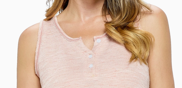 Core Comfort Henley Tank BLUSH