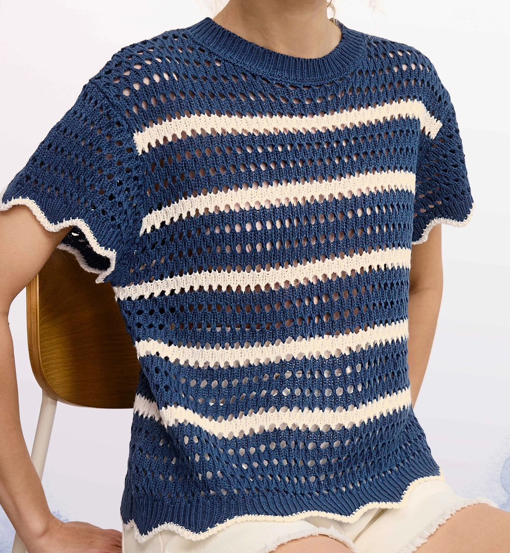 Harbor Breeze Crochet Sweater NAVY