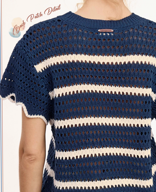 Harbor Breeze Crochet Sweater NAVY