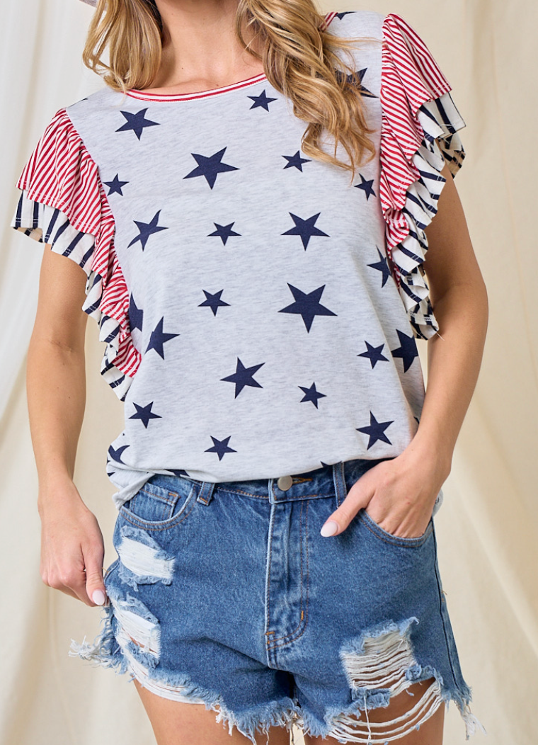 Star Spangled Sweetheart Top GRAY