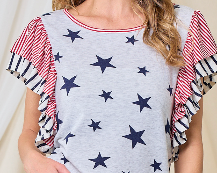 Star Spangled Sweetheart Top GRAY