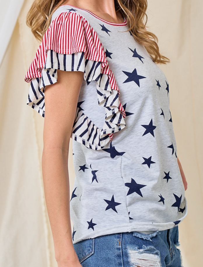 Star Spangled Sweetheart Top GRAY