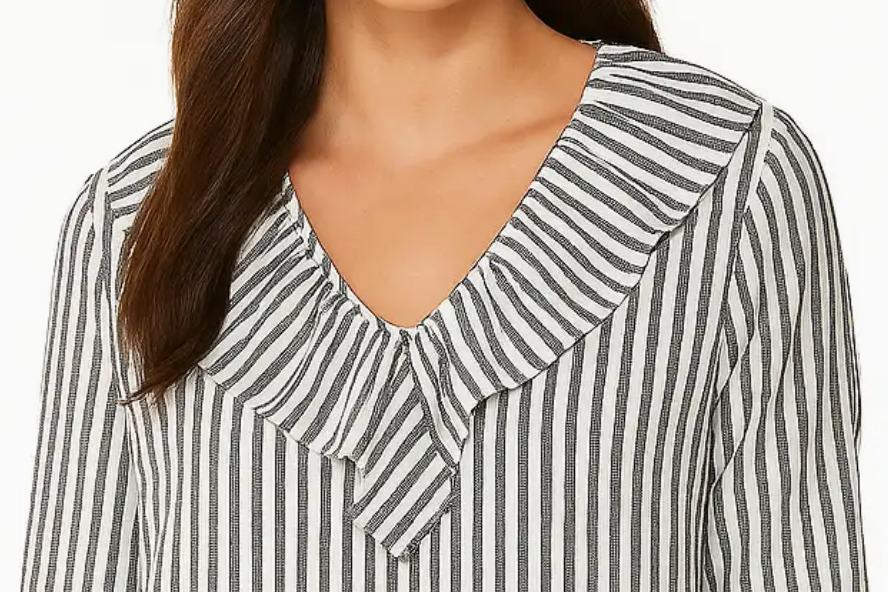 Grace & Stripe Ruffle Top B&W