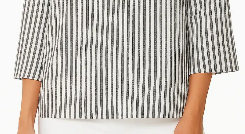 Grace & Stripe Ruffle Top B&W