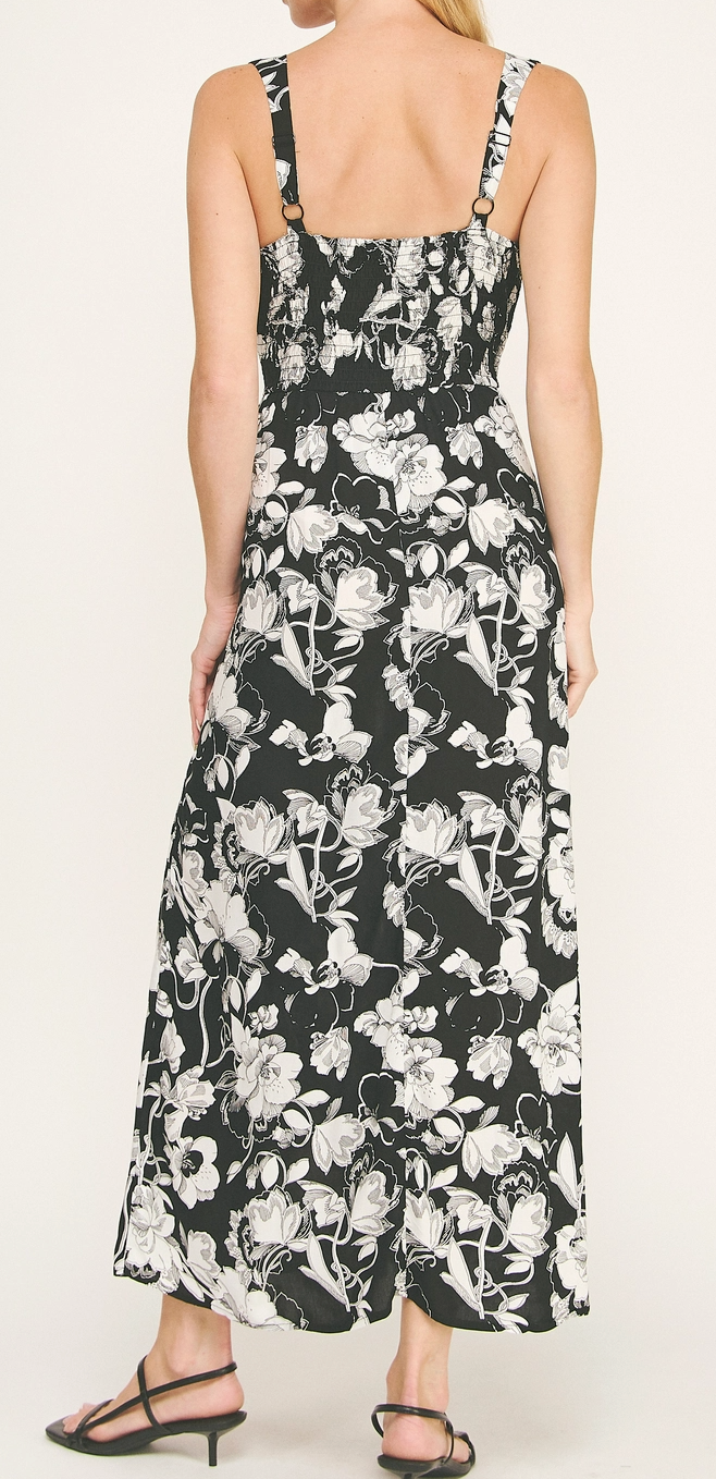 Garden Bloom Maxi Dress B&W