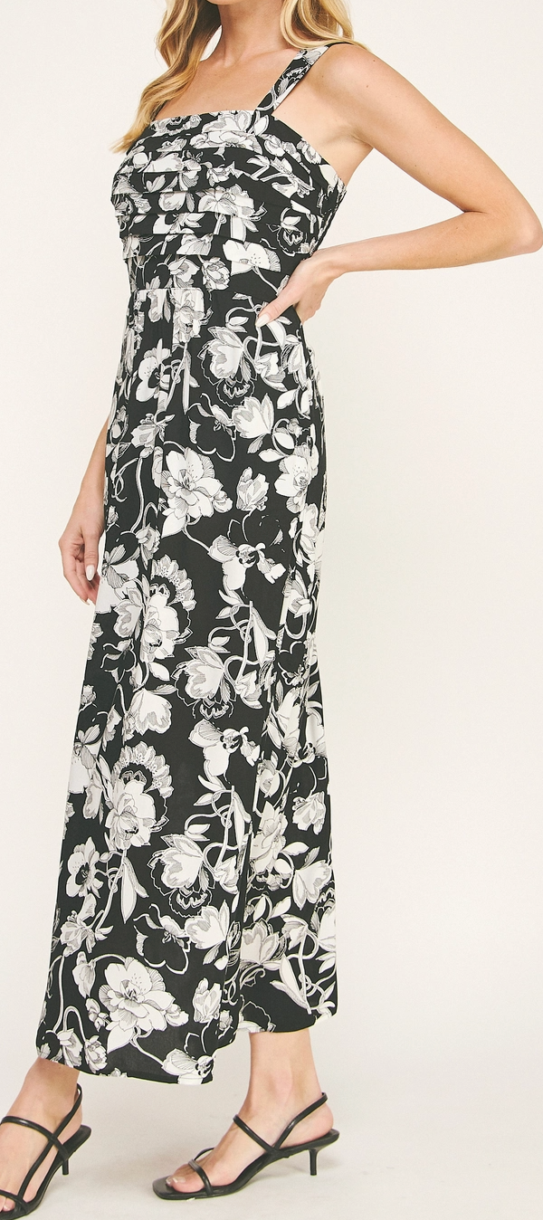 Garden Bloom Maxi Dress B&W