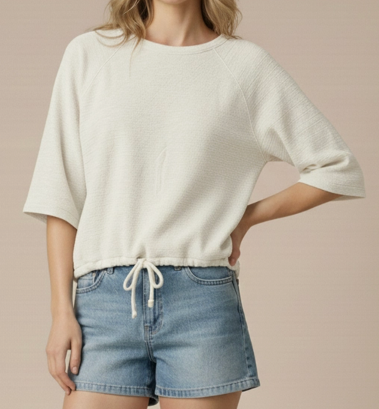 Soft Cloud Crop Drawstring CREAM